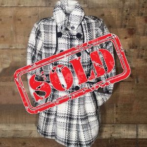 IZ Byer Black And White Plaid Knit Coat Jr Size Sm